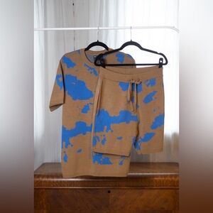 ASOS Brown and Blue Knit Top and shorts Set